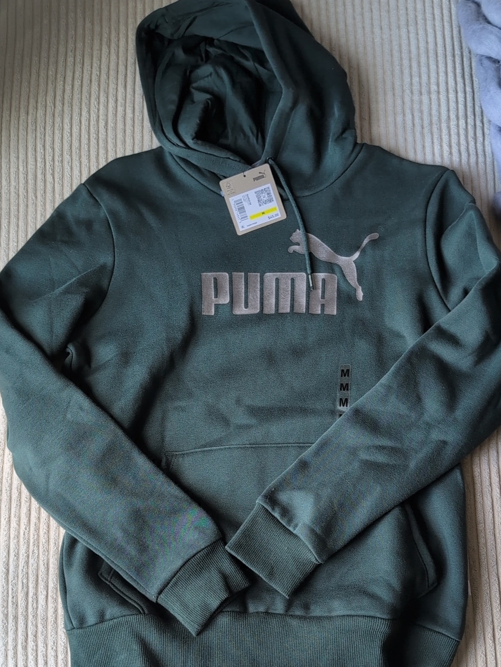 Puma Men's Dark Green Logo Crewneck Hoodie